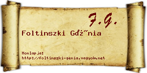 Foltinszki Génia névjegykártya